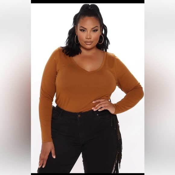 FASHION Nova Brown Your Everyday Long Sleeve Tee. Size 2X - Picture 2 of 3